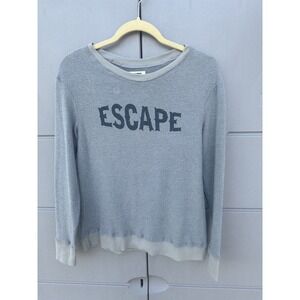 Mate The Label Women Sweatshirt Gray Worn Out Look Escape Graphic Print Sz S